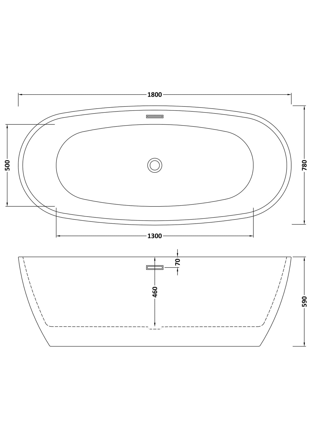 Modern Splash Pendulum 1800mm Freestanding Bath With Legs And Waste