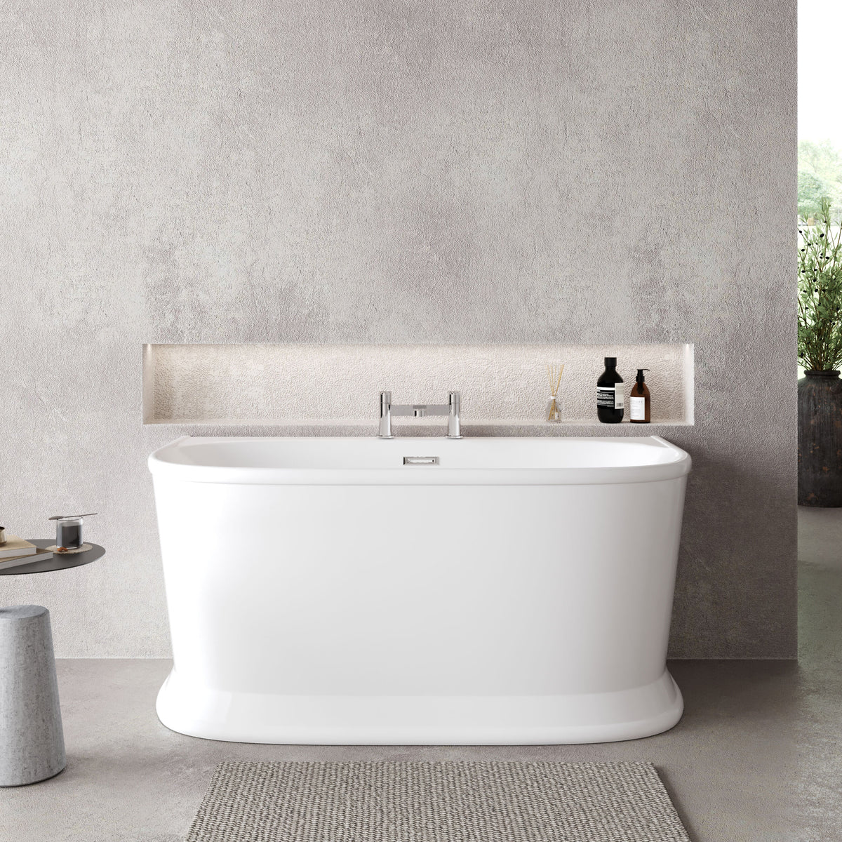 Modern Splash Timora 1500mm Back To Wall Bath With Legs And Waste