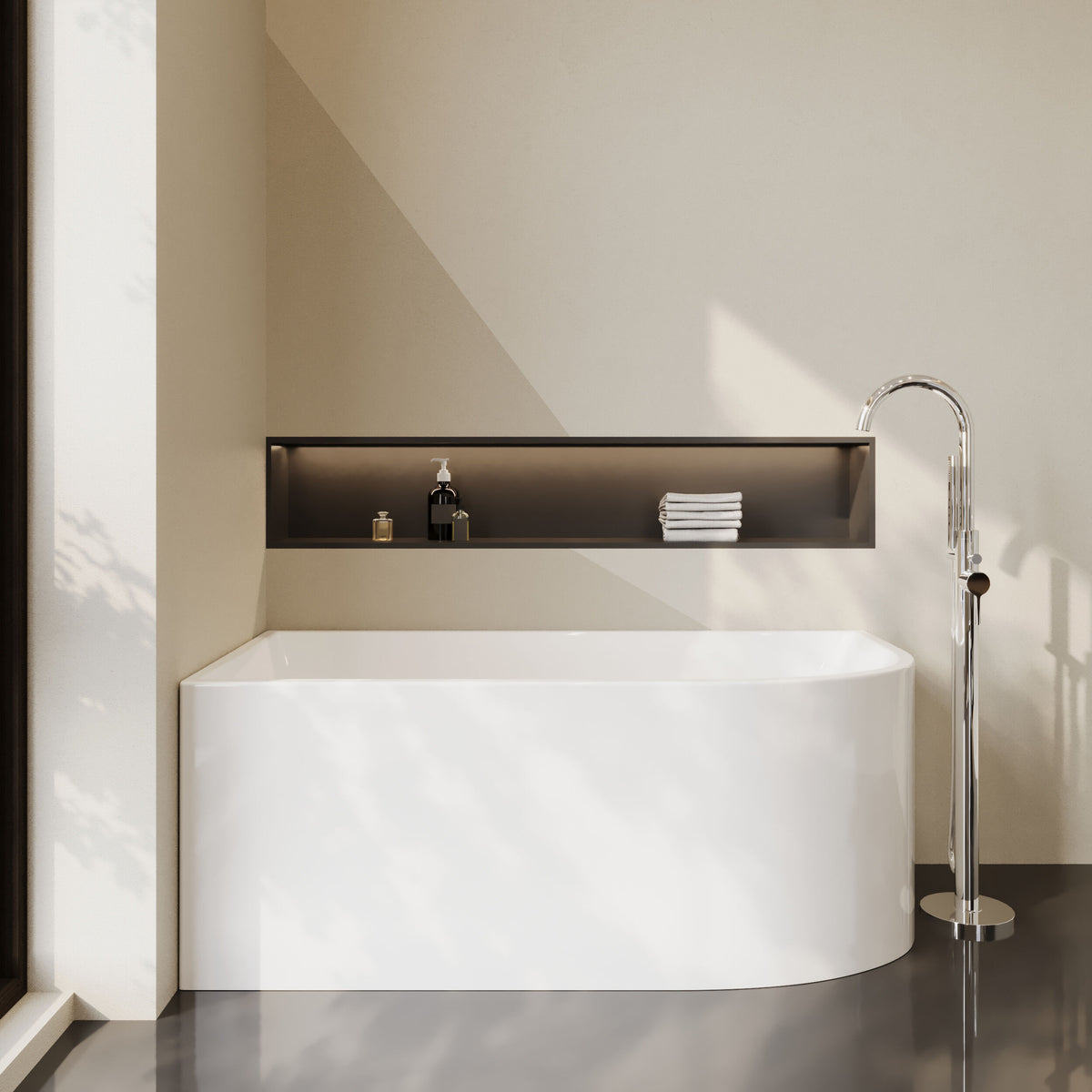 Modern Splash Chronicle 1500mm Left-Hand Corner Bath With Legs And Waste