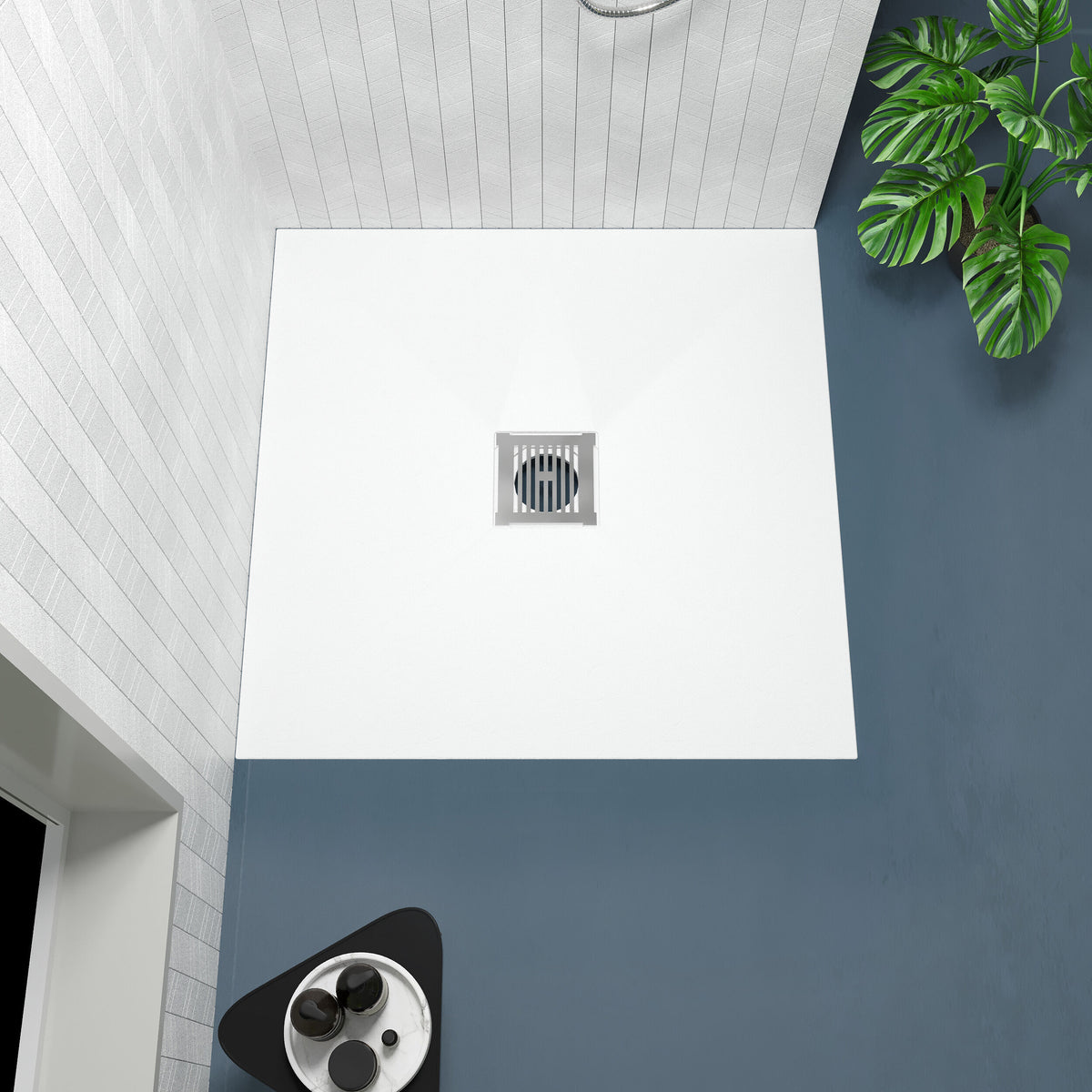 800 x 800mm White Slate Slimline Square Shower Tray