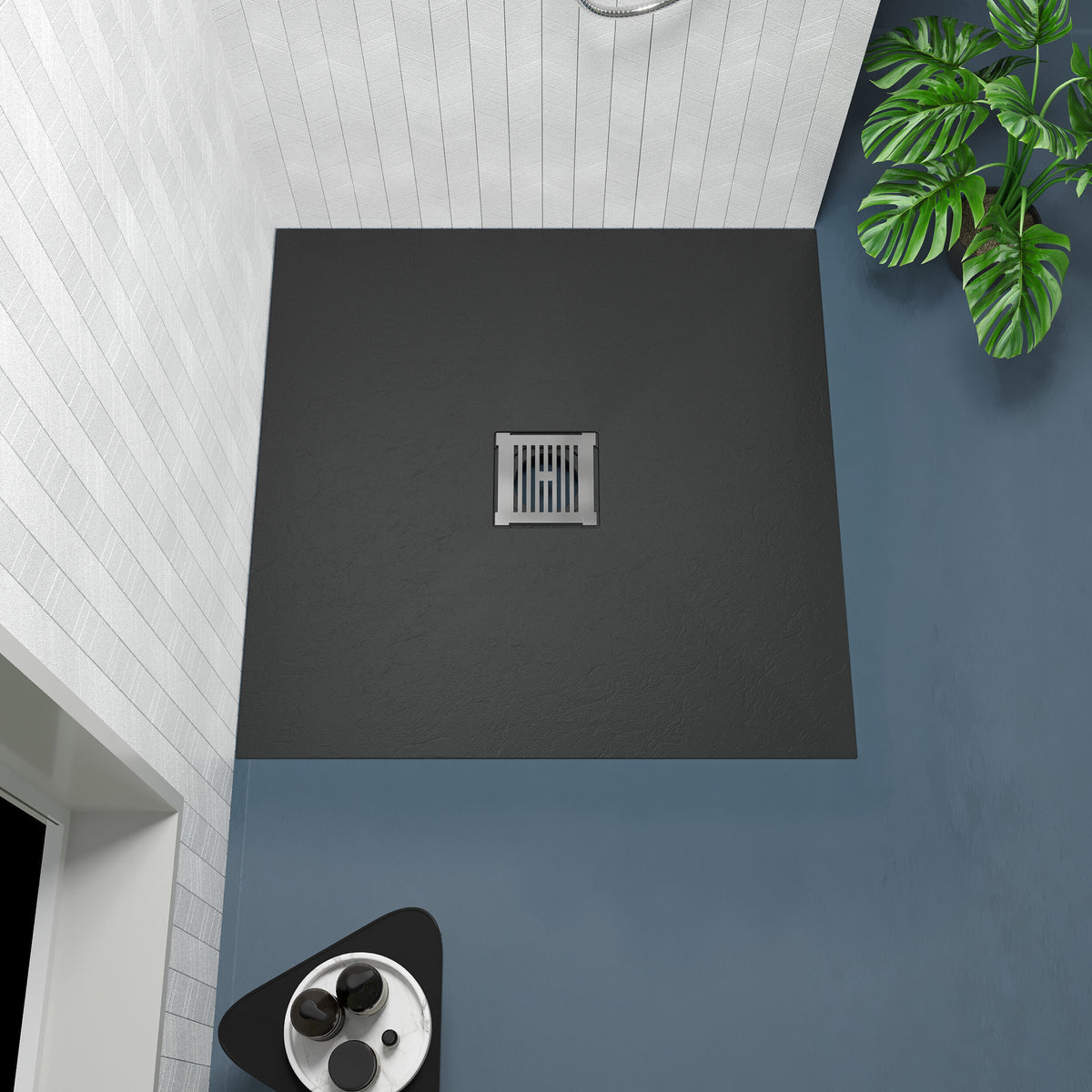 800 x 800mm Black Slate Slimline Square Shower Tray