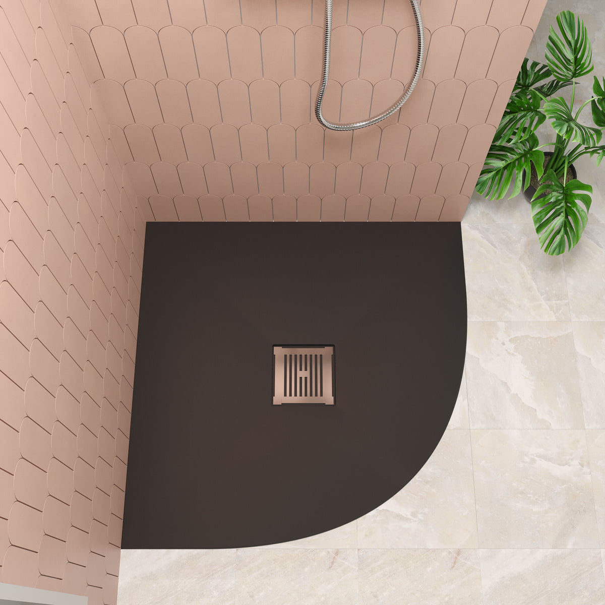 800mm Black Slate Slimline Quadrant Shower Tray