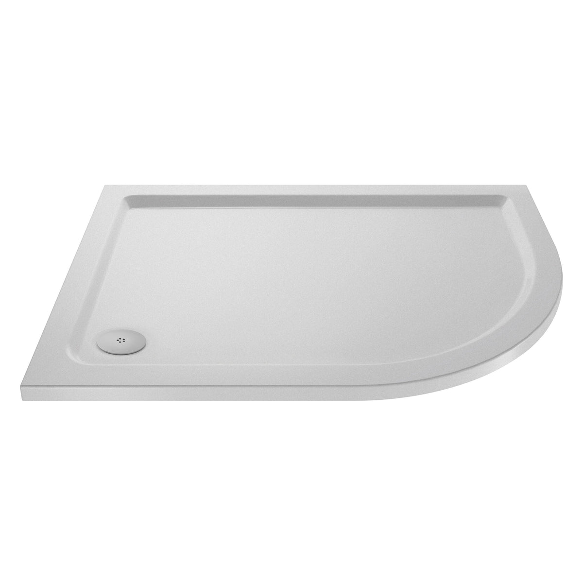 900 x 760mm White Slip Resistant Slimline Right Hand Offset Quadrant Shower Tray