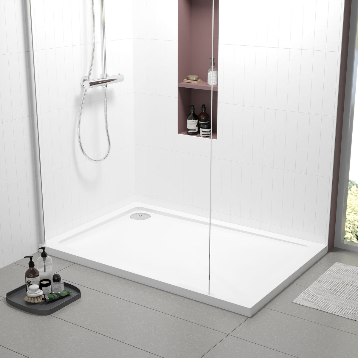 1200 x 800mm White Slimline Rectangular Shower Tray