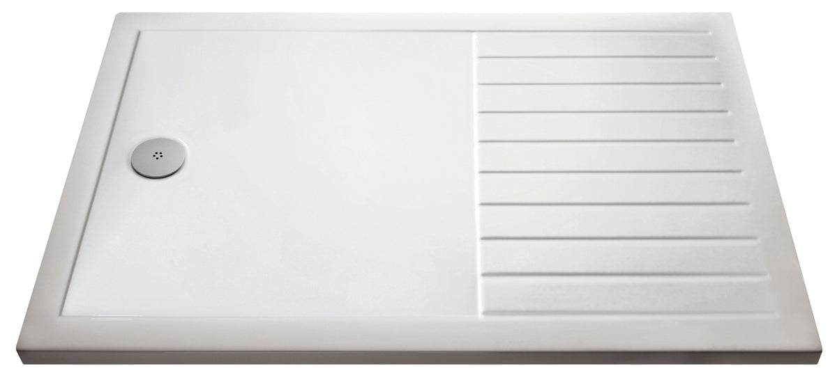 1400 x 900mm White Slimline Rectangular Walk In Shower Tray