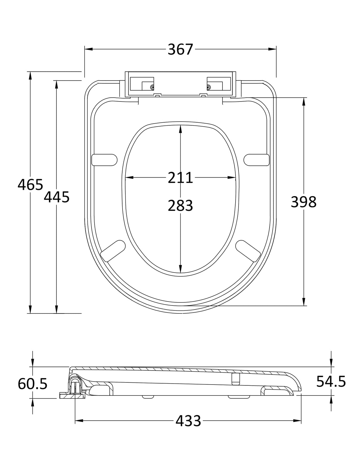 White D-Shaped Soft Close Toilet Seat With Top Fix Hinge