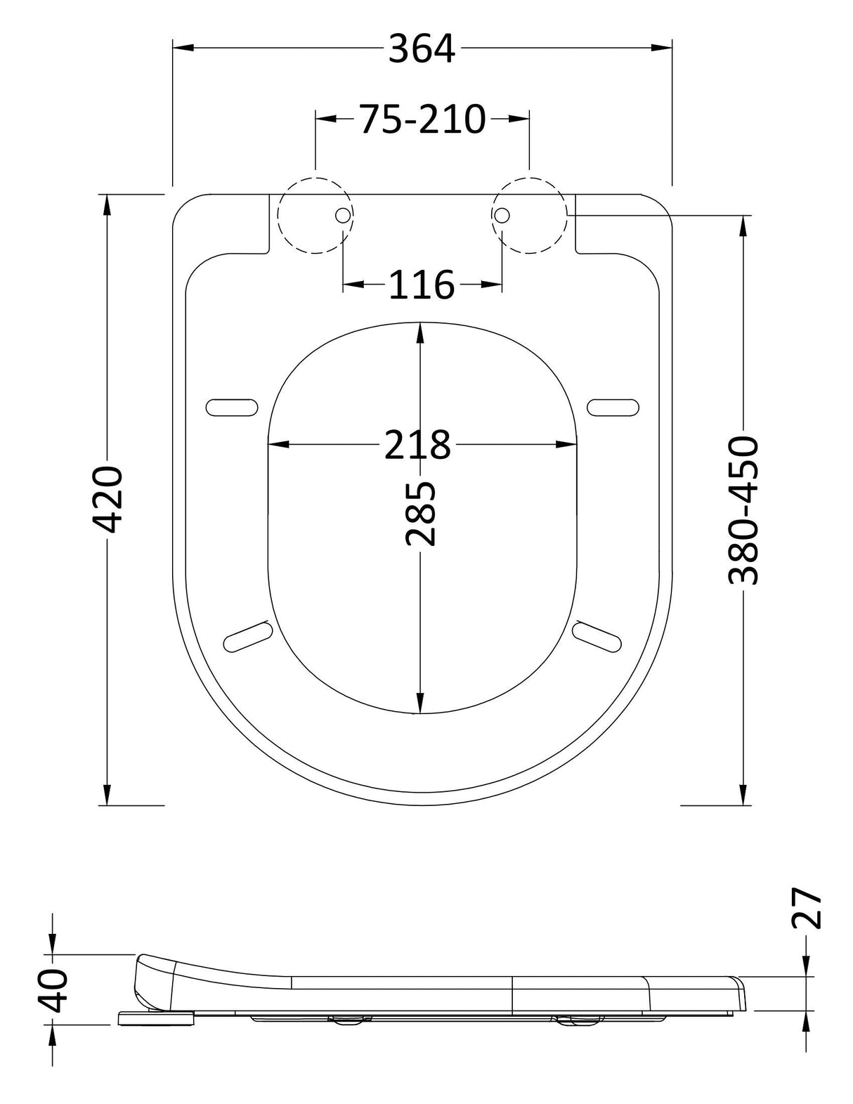 Modern Splash White D-Shaped Soft Close Toilet Seat With Quick Release Hinge