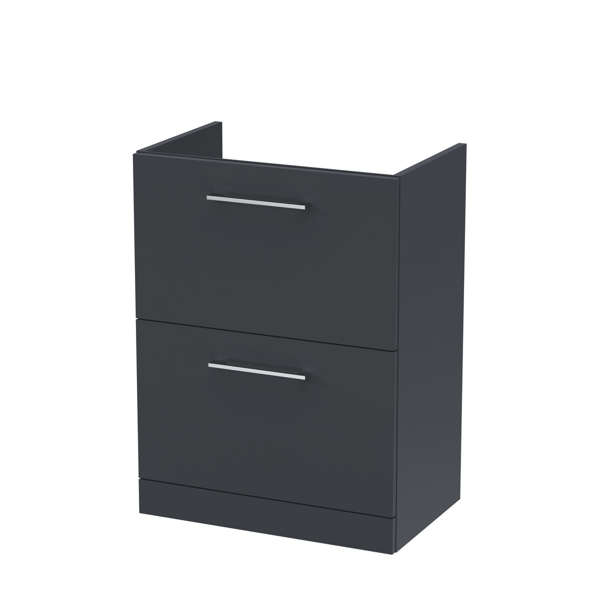 Modern Splash Arno 600mm Soft Black 2 Drawer Floor Standing Vanity Unit