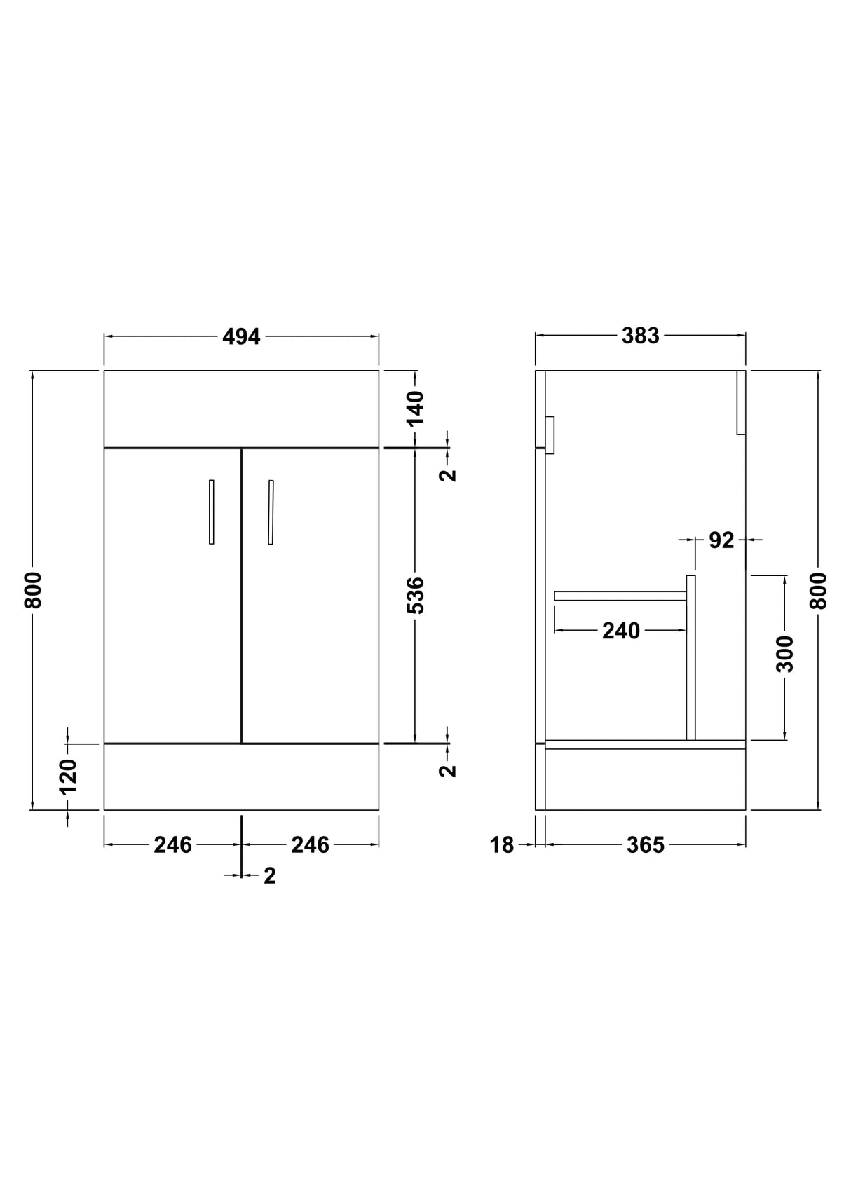 Modern Splash Eden 500mm White Floor Standing Vanity Unit