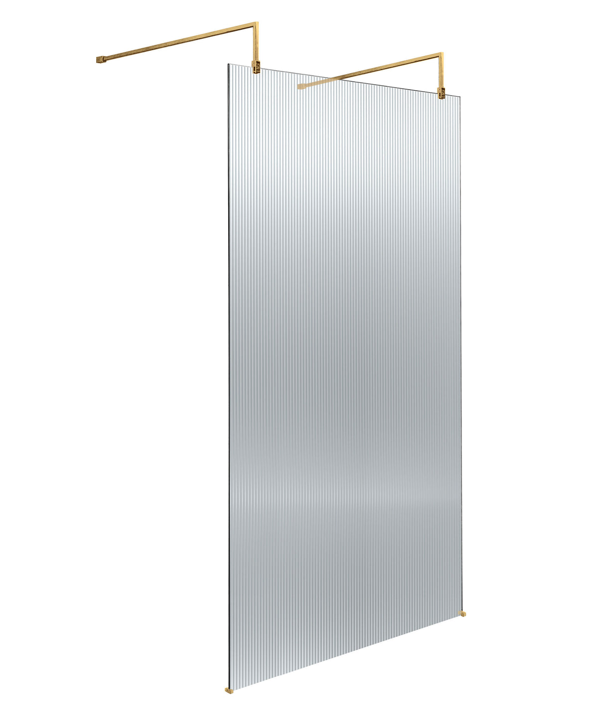 Modern Splash 1000mm Brushed Brass Fluted Wetroom Screen With Arms And Feet