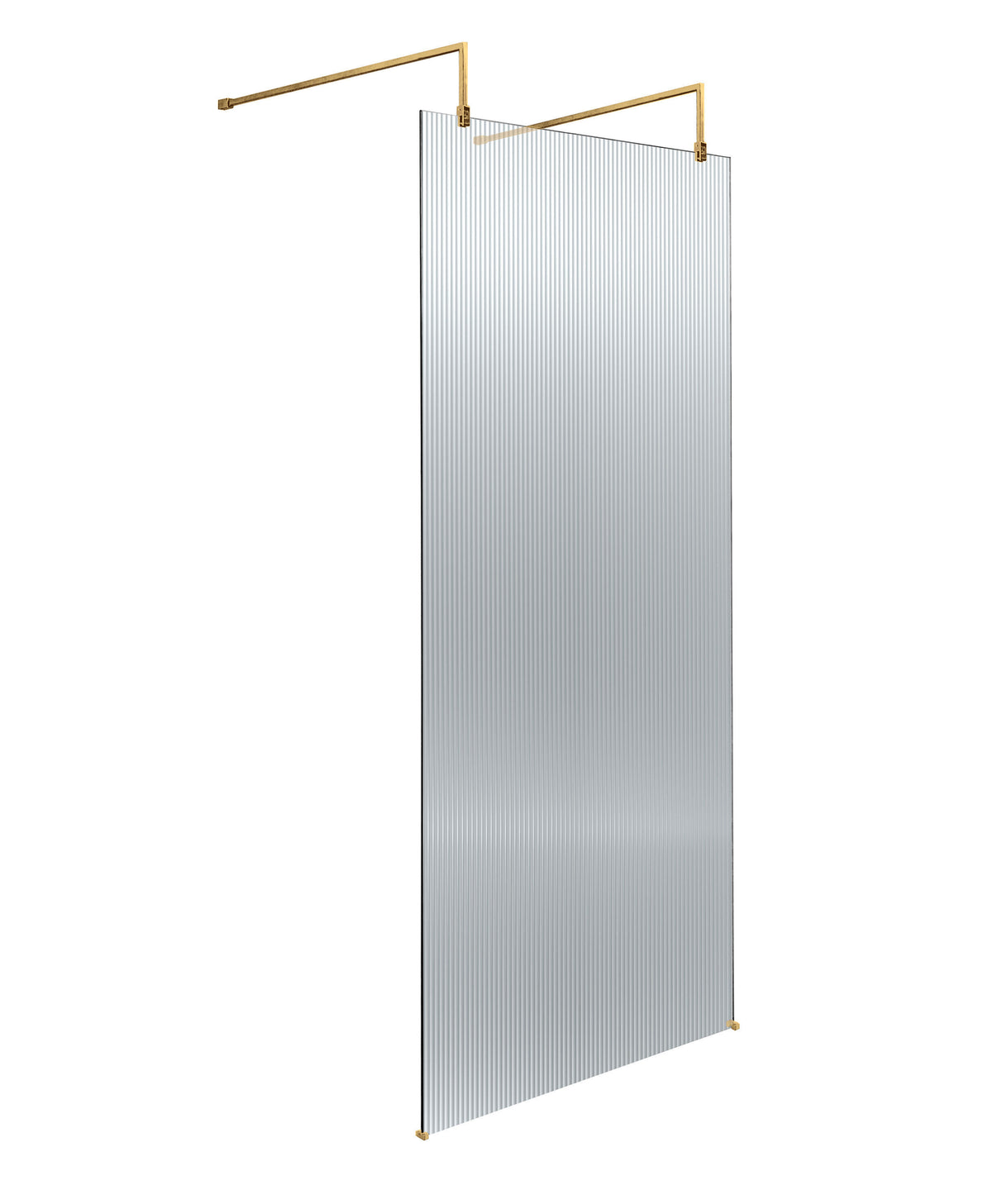 Modern Splash 760mm Brushed Brass Fluted Wetroom Screen With Arms And Feet