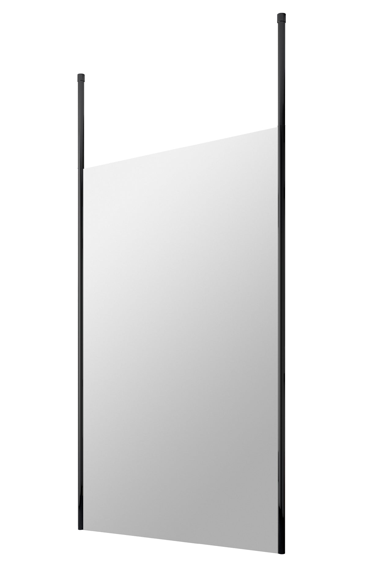 Modern Splash 1200mm Matt Black Wetroom Panel 8mm Glass With Ceiling Poles