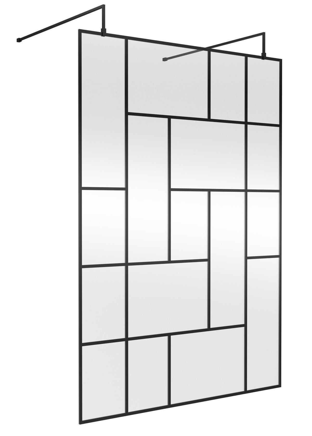 Modern Splash 1400mm Matt Black Abstract Frame Wetroom Screen
