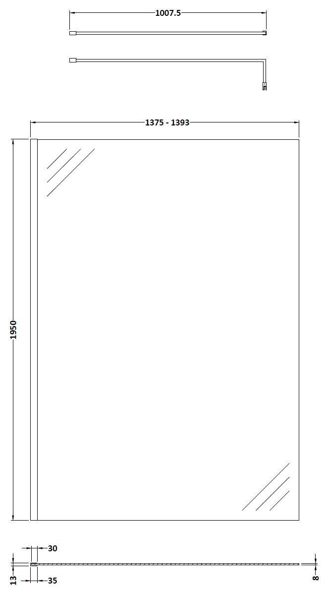 Modern Splash 1400mm Brushed Brass Wetroom Panel