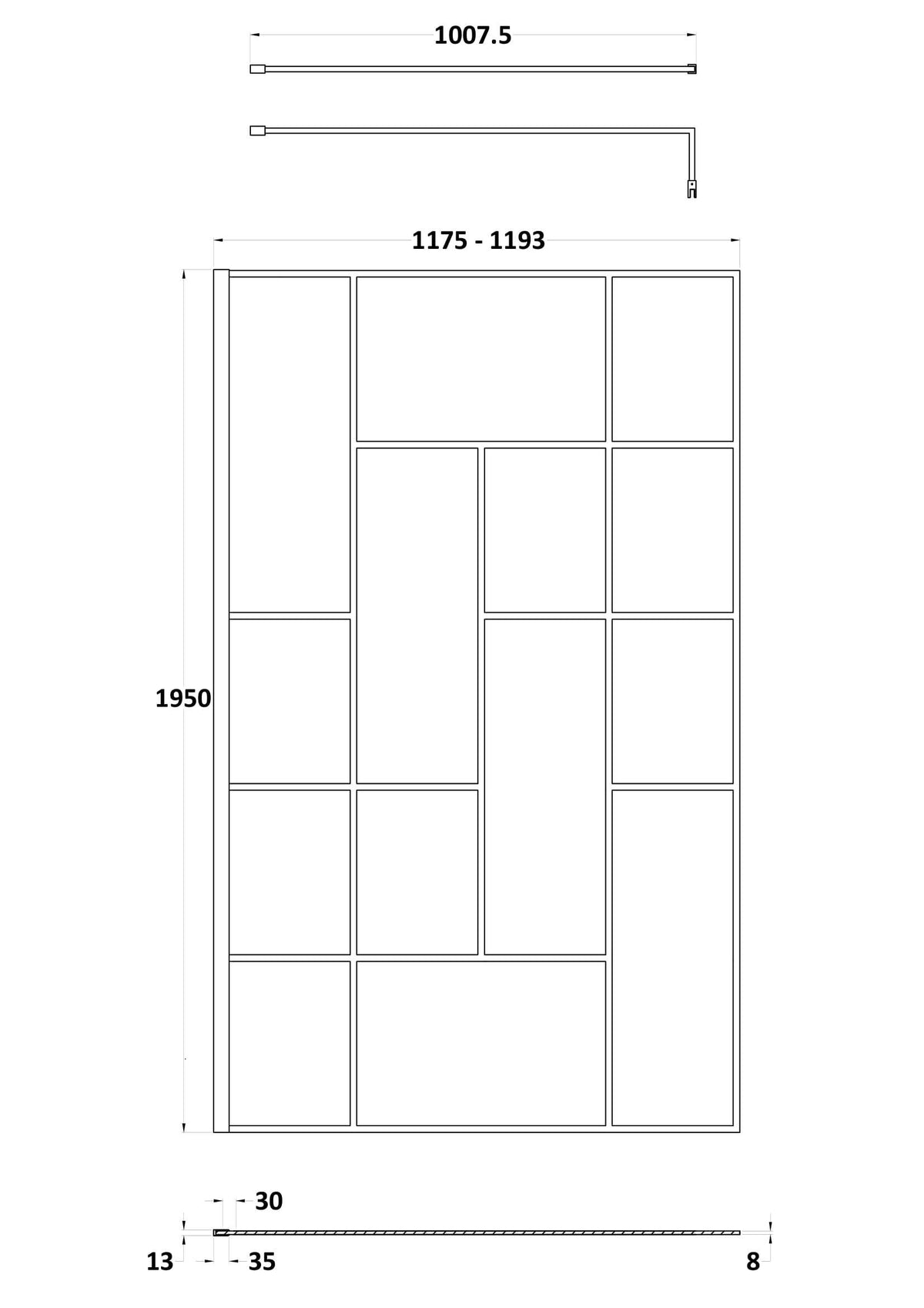 Modern Splash 1200mm Matt Black Wetroom Panel