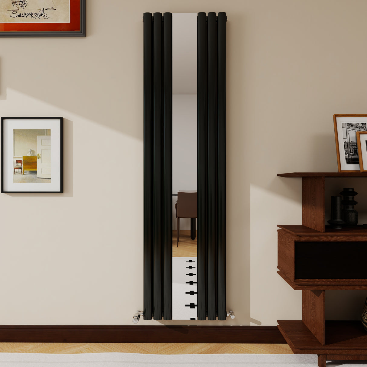 Modern Splash Vertical Oval Column Mirror Radiator 1800x499mm Double