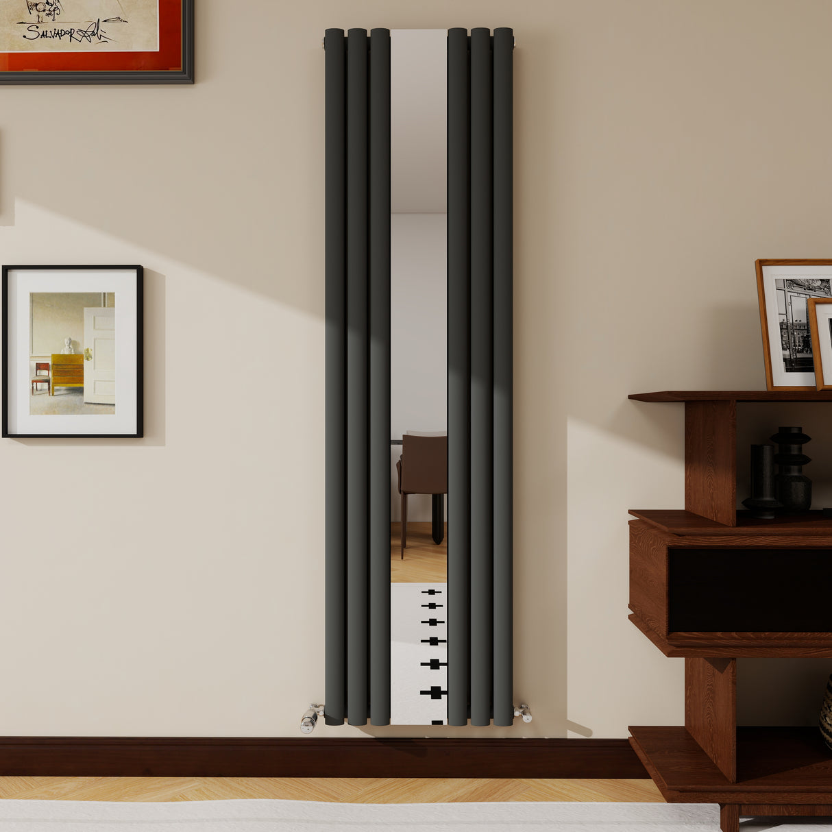 Modern Splash Vertical Oval Column Mirror Radiator 1800x499mm Double