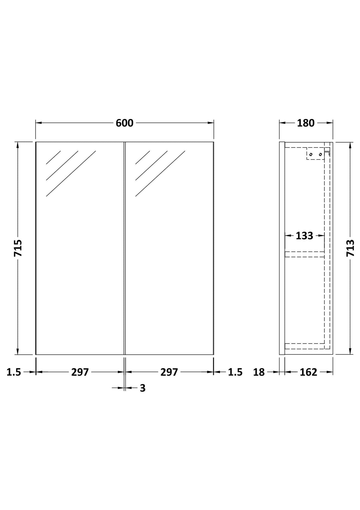 Modern Splash 600mm Gloss White Wall Hung Storage Unit