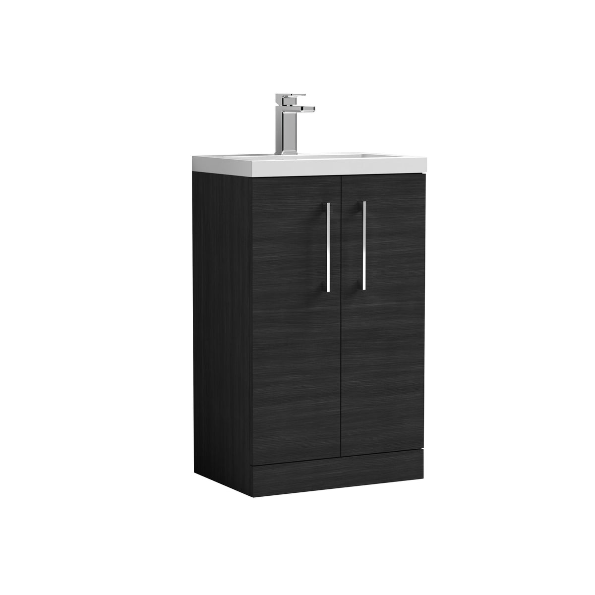 Modern Splash Compact 500mm Charcoal Black 2 Door Floor Standing Vanity Unit With Basin