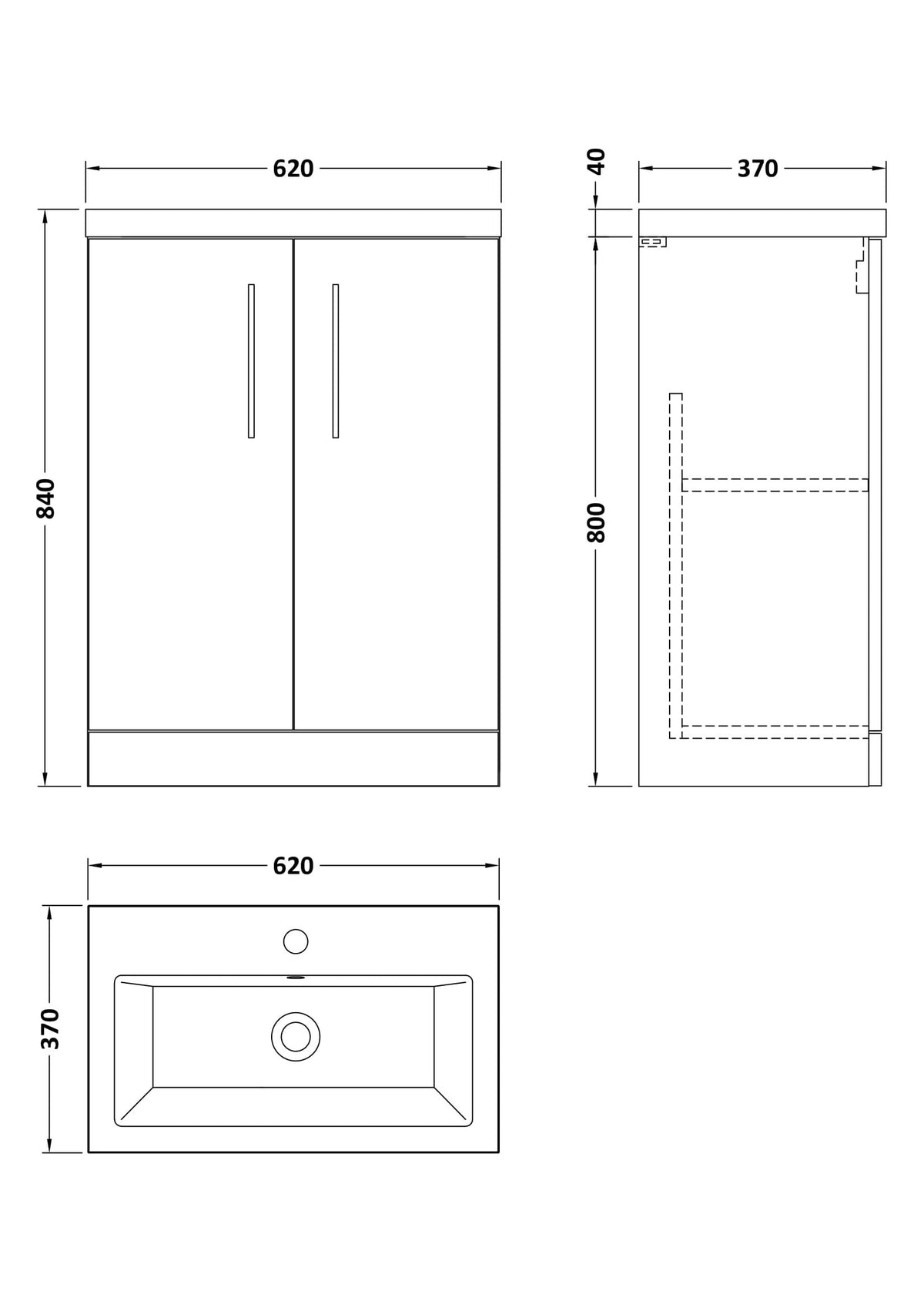 Modern Splash Compact 600mm Satin Green 2 Door Floor Standing Vanity Unit With Basin