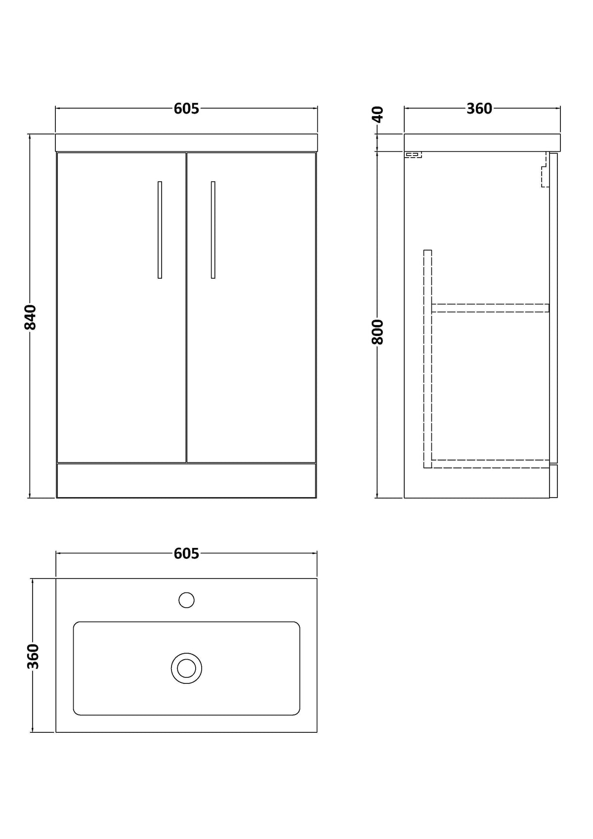Modern Splash Compact 600mm Satin Green 2 Door Floor Standing Vanity Unit With Polymarble Basin