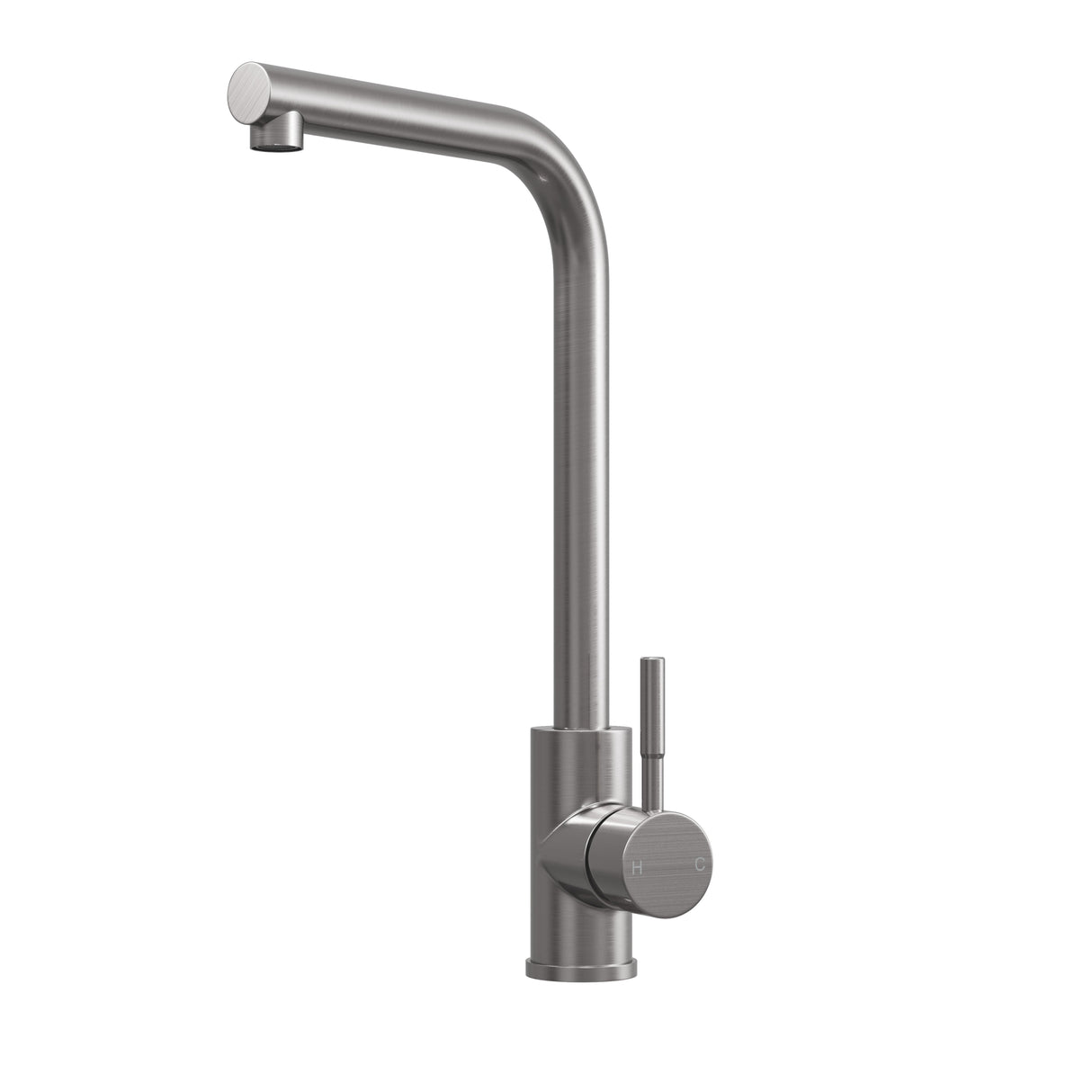 Top Fix Brushed Steel L-Neck Kitchen Tap