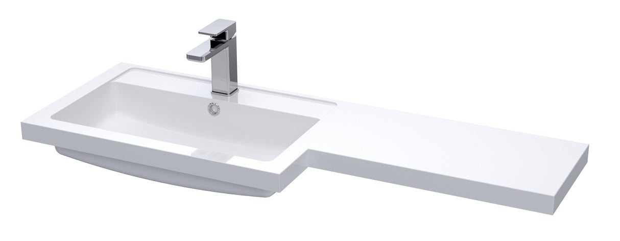Modern Splash 1100mm 1 Tap Hole Left Hand Polymarble L-Shaped Basin
