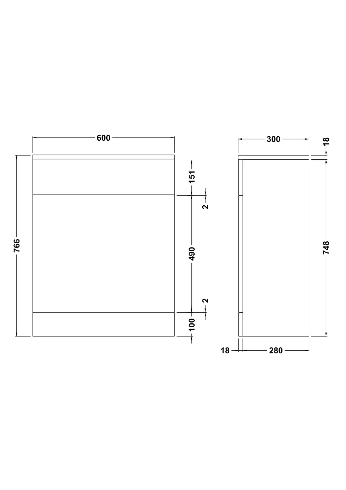 Modern Splash Mayford 600mm Slimline Gloss White Floor Standing WC Unit