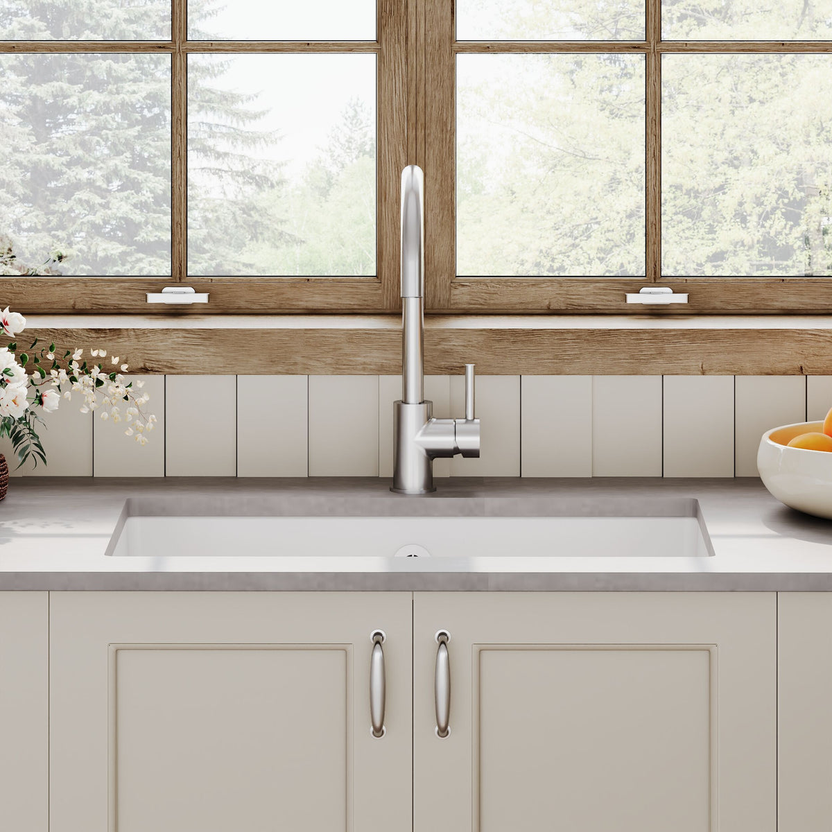 Modern Splash 711mm x 482mm Fireclay White Single Bowl Rectangular Inset Sink With Central Waste And Overflow