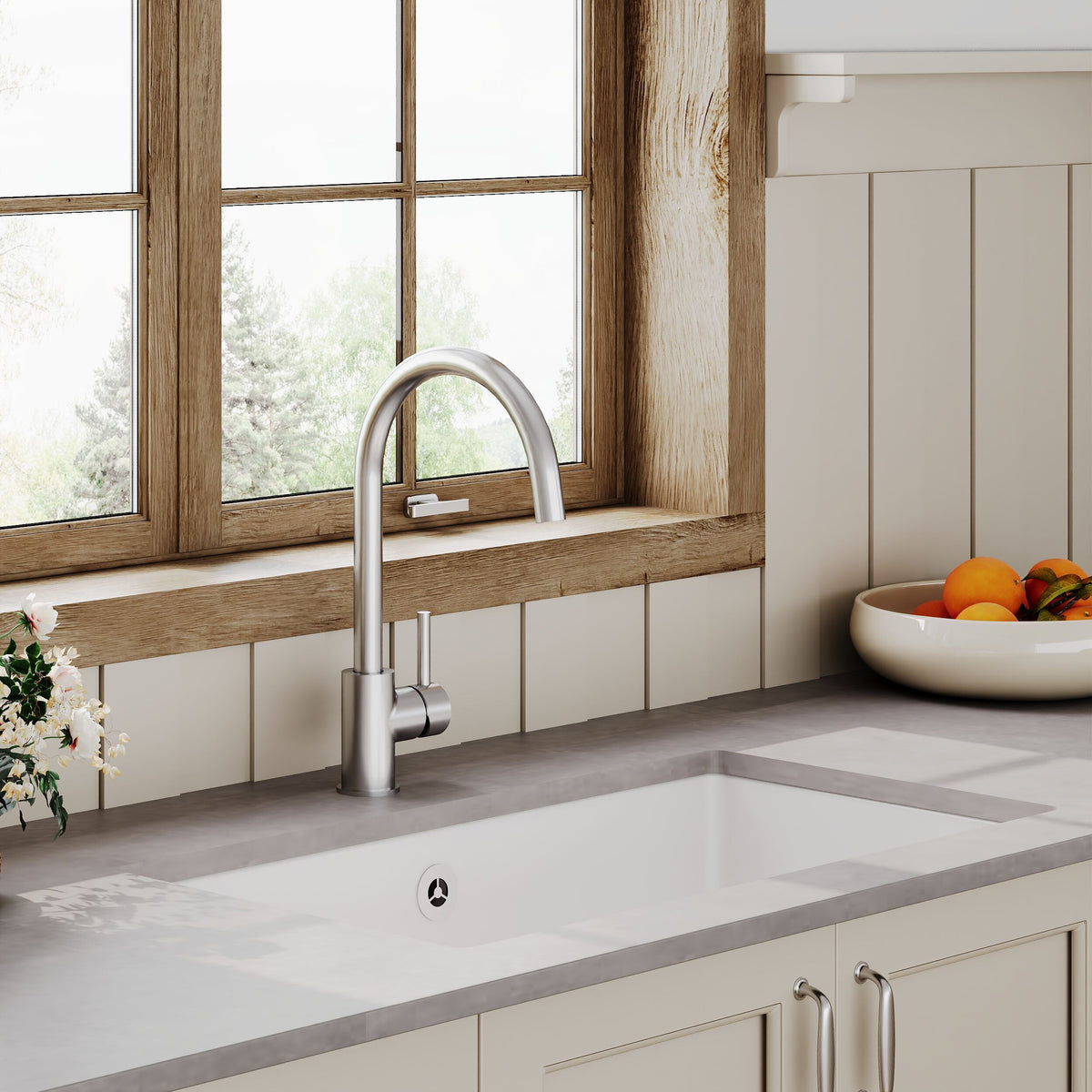Modern Splash 762mm x 457mm Fireclay White Single Bowl Rectangular Inset Sink With Central Waste And Overflow