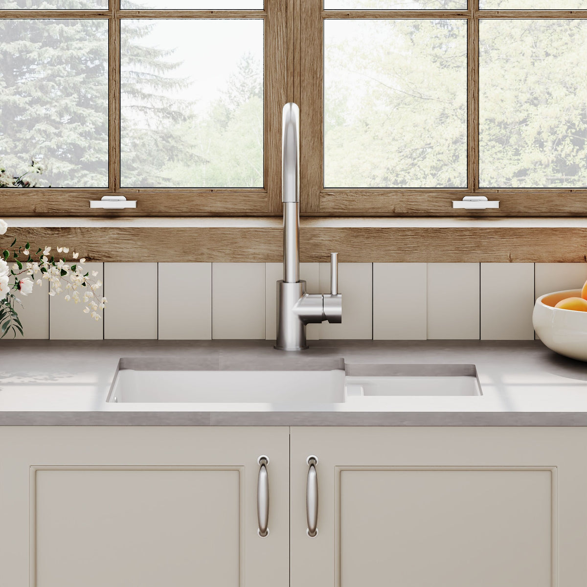 Modern Splash 579mm x 455mm Fireclay White 1.25 Bowl Rectangular Inset Sink