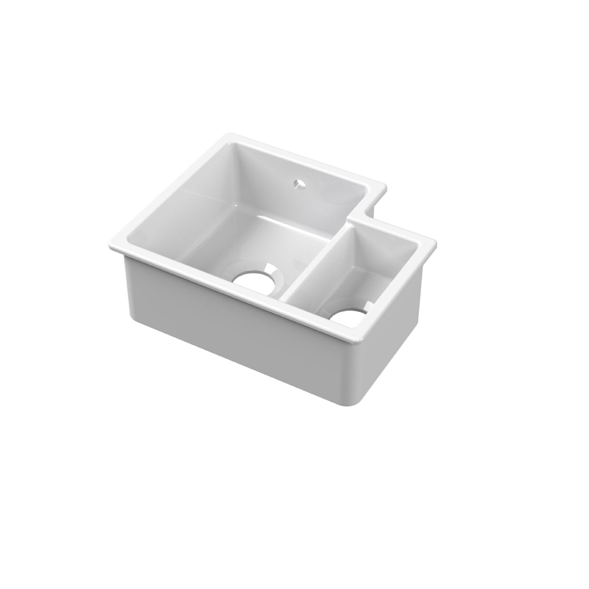 Modern Splash 549mm x 441mm Fireclay White Left-Hand 1.5 Bowl Rectangular Inset Sink