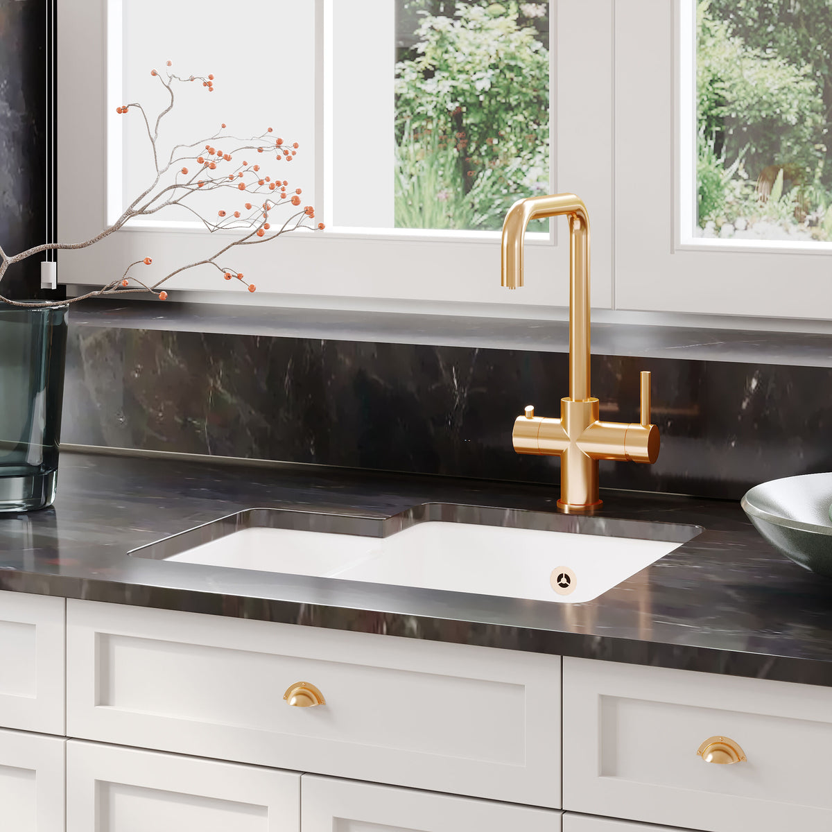 Modern Splash 549mm x 441mm Fireclay White Right-Hand 1.5 Bowl Rectangular Inset Sink