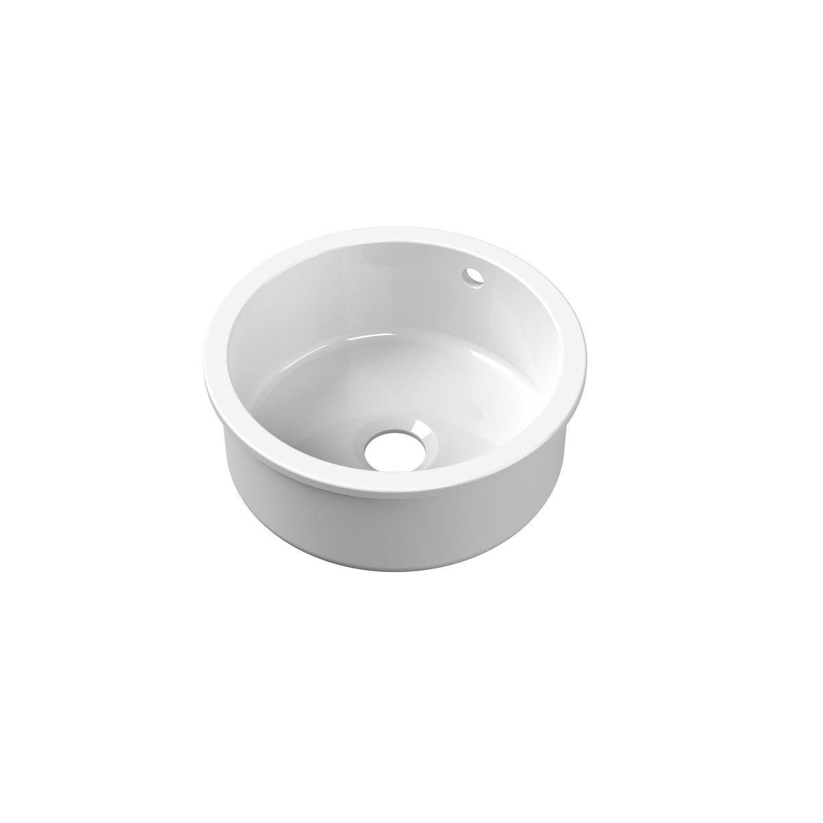 Modern Splash 460mm x 191mm Fireclay White Single Bowl Round Inset Sink With Central Waste And Overflow