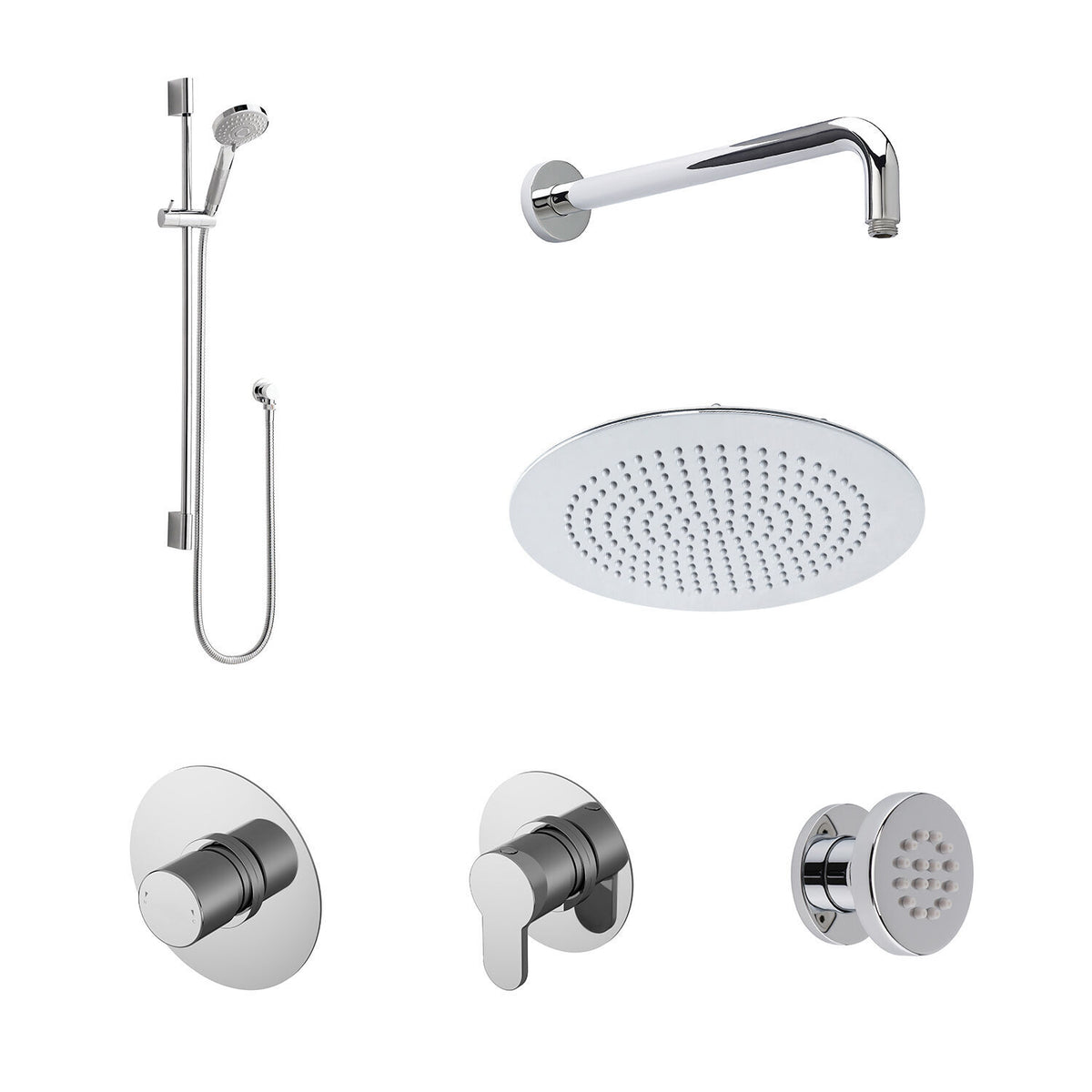 Modern Splash Chrome 3 Outlet Concealed Shower Valve With 3 Body Jets