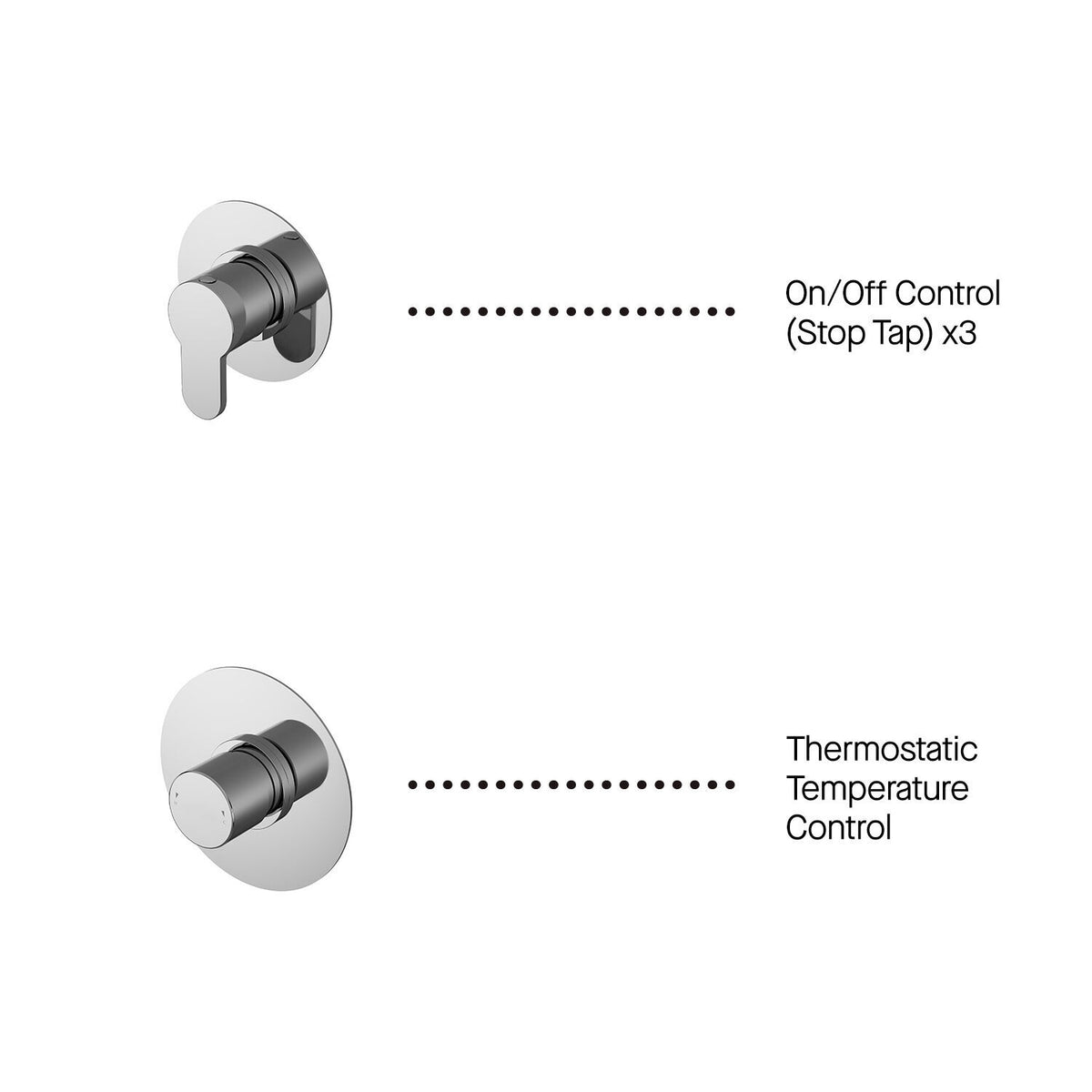 Modern Splash Chrome 3 Outlet Concealed Shower Valve With 3 Body Jets