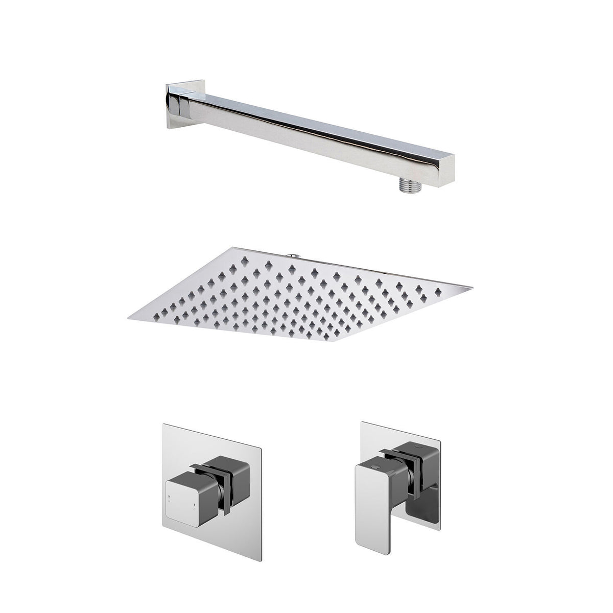Modern Splash Chrome Square Concealed 1 Outlet Thermostatic Shower System With Cartridge