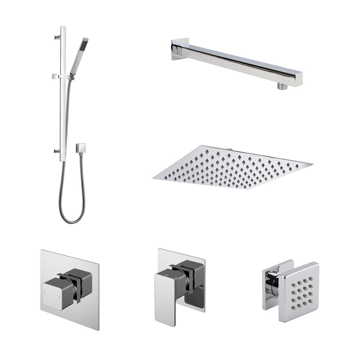 Modern Splash Chrome 3 Outlet Thermostatic Shower System With Stop Taps