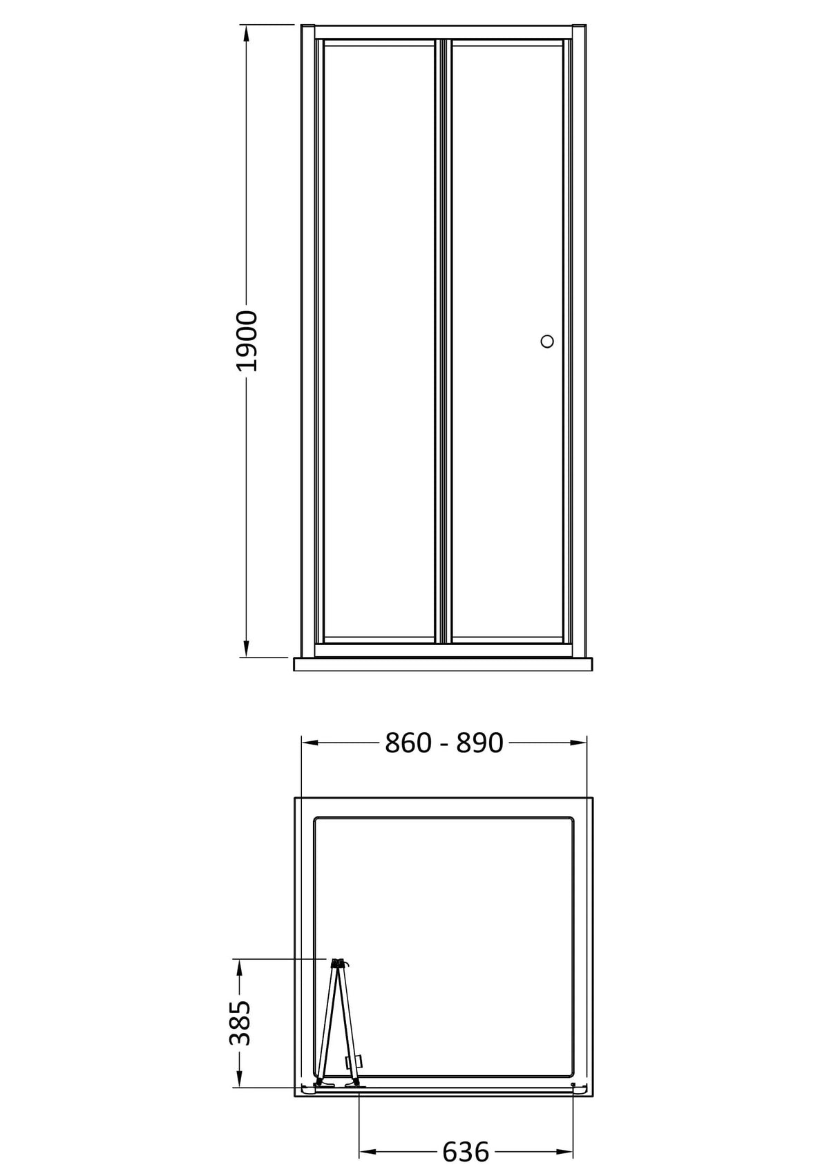 Modern Splash 900mm Brushed Pewter Framed Bi-fold Shower Door
