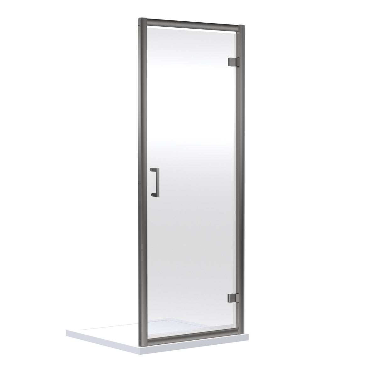 Modern Splash 700mm Brushed Pewter Semi-Frameless Hinged Shower Door
