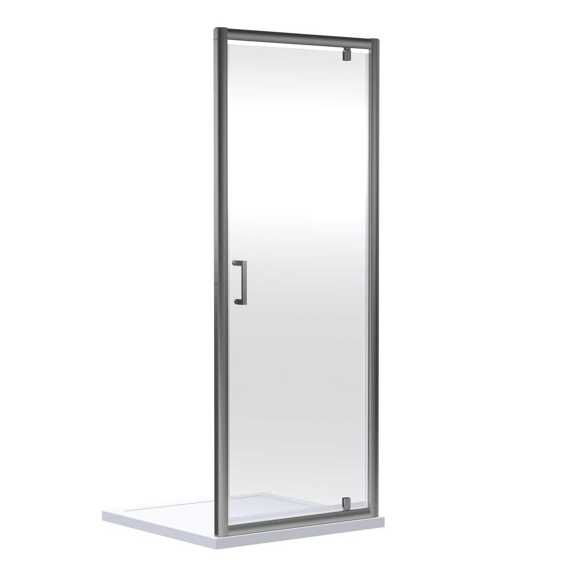 Modern Splash 760mm Brushed Pewter Framed Pivot Shower Door