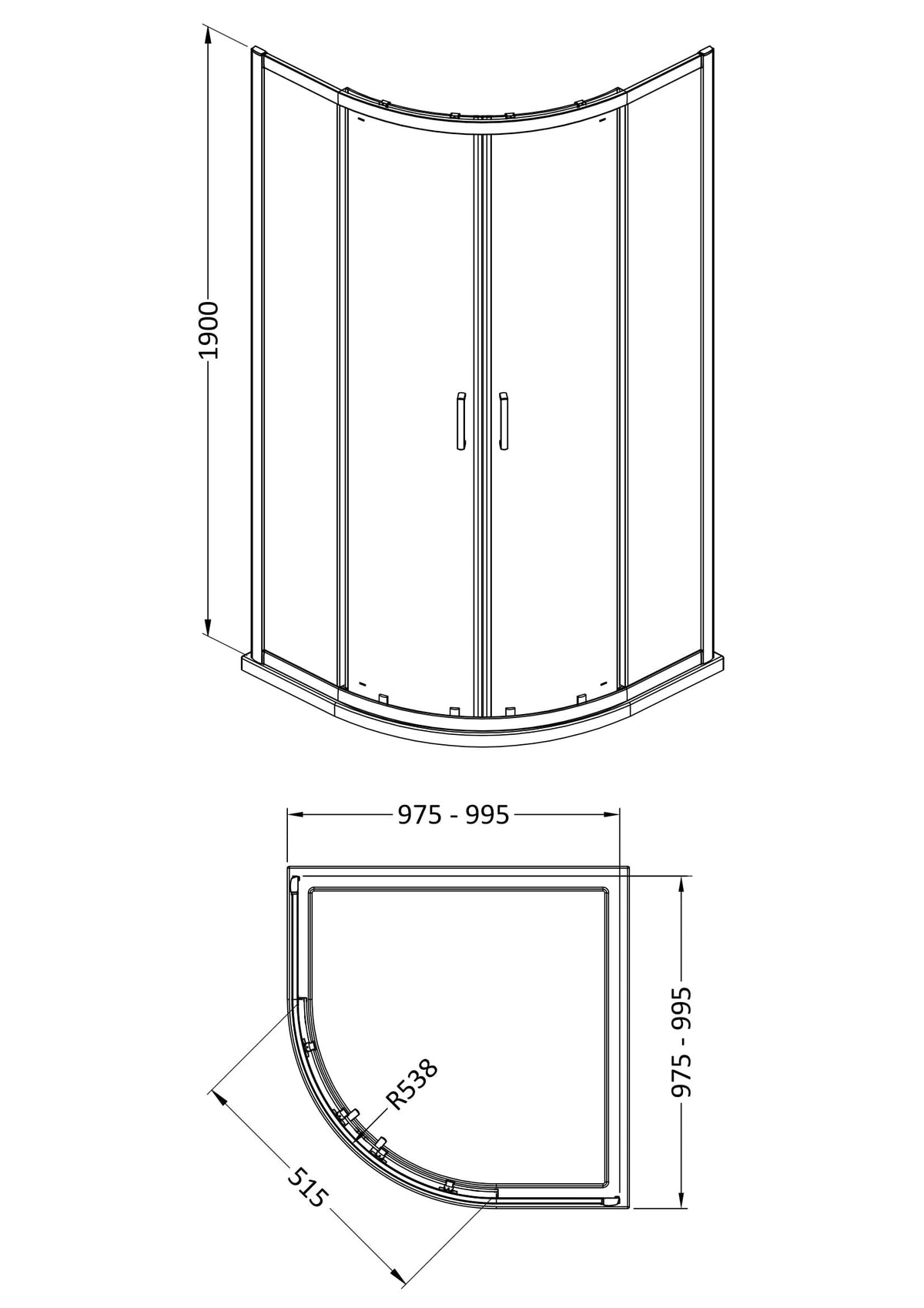 Modern Splash 1000mm Chrome Quadrant Shower Enclosure