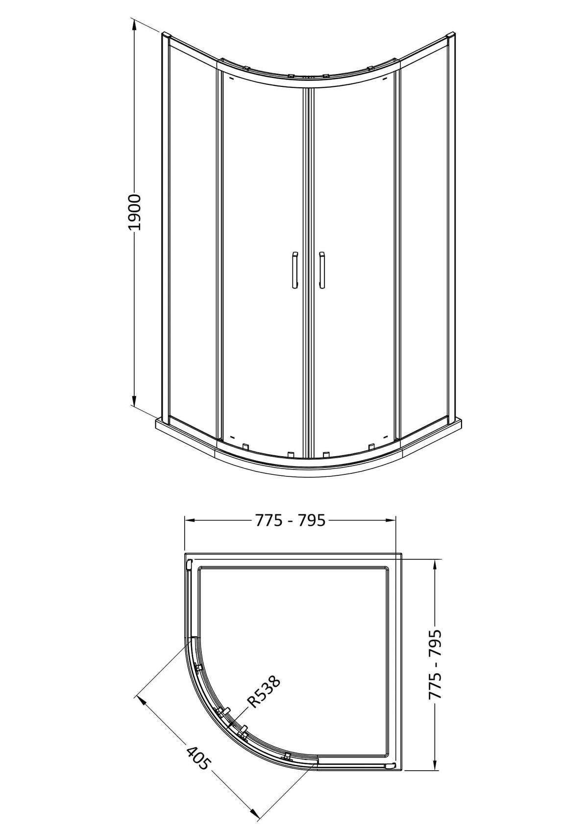 Modern Splash 800mm Brushed Pewter Framed Shower Enclosure