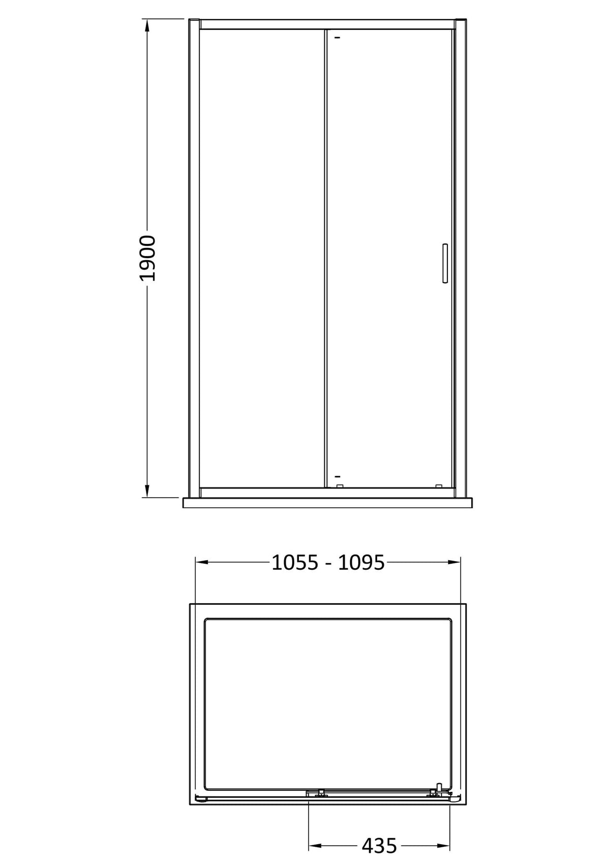 Modern Splash 1100mm Brushed Pewter Framed Sliding Shower Door