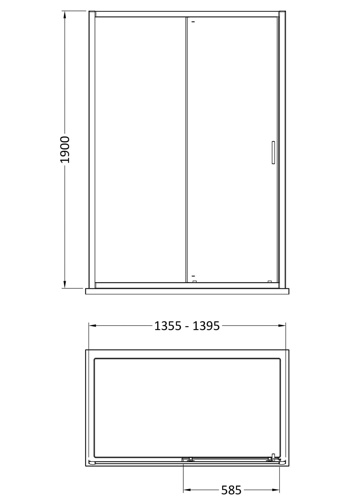 Modern Splash 1400mm Brushed Pewter Framed Sliding Shower Door