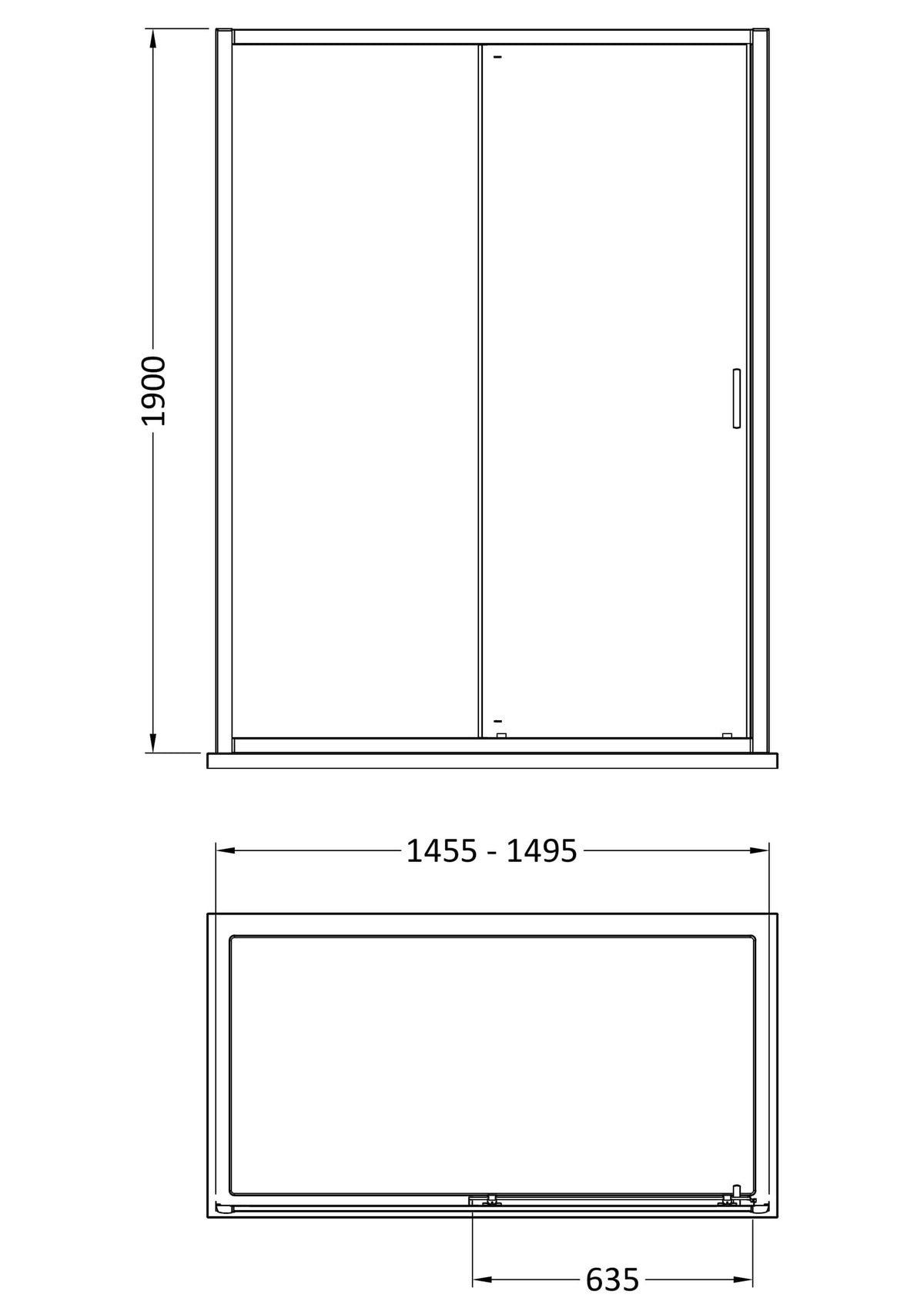 Modern Splash 1500mm Matt Black Sliding Shower Door
