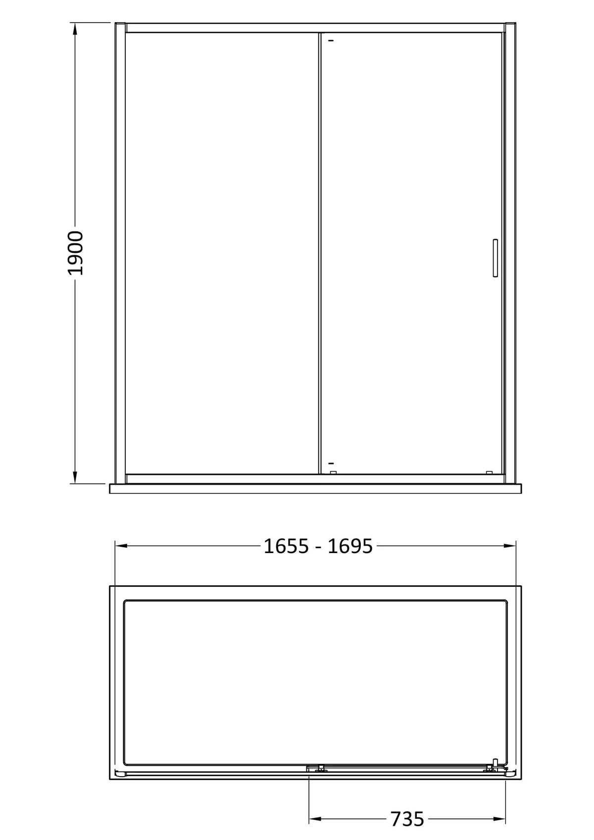 Modern Splash 1700mm Brushed Pewter Framed Sliding Shower Door