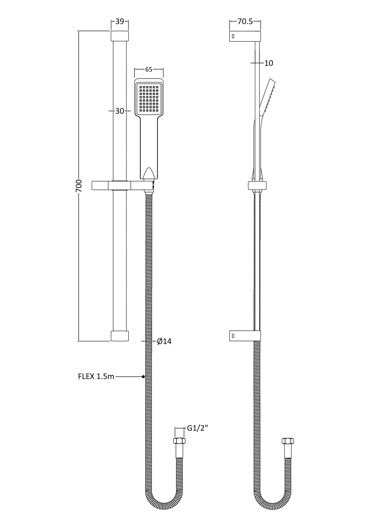 Modern Splash Chrome Shower Slide Rail Kit