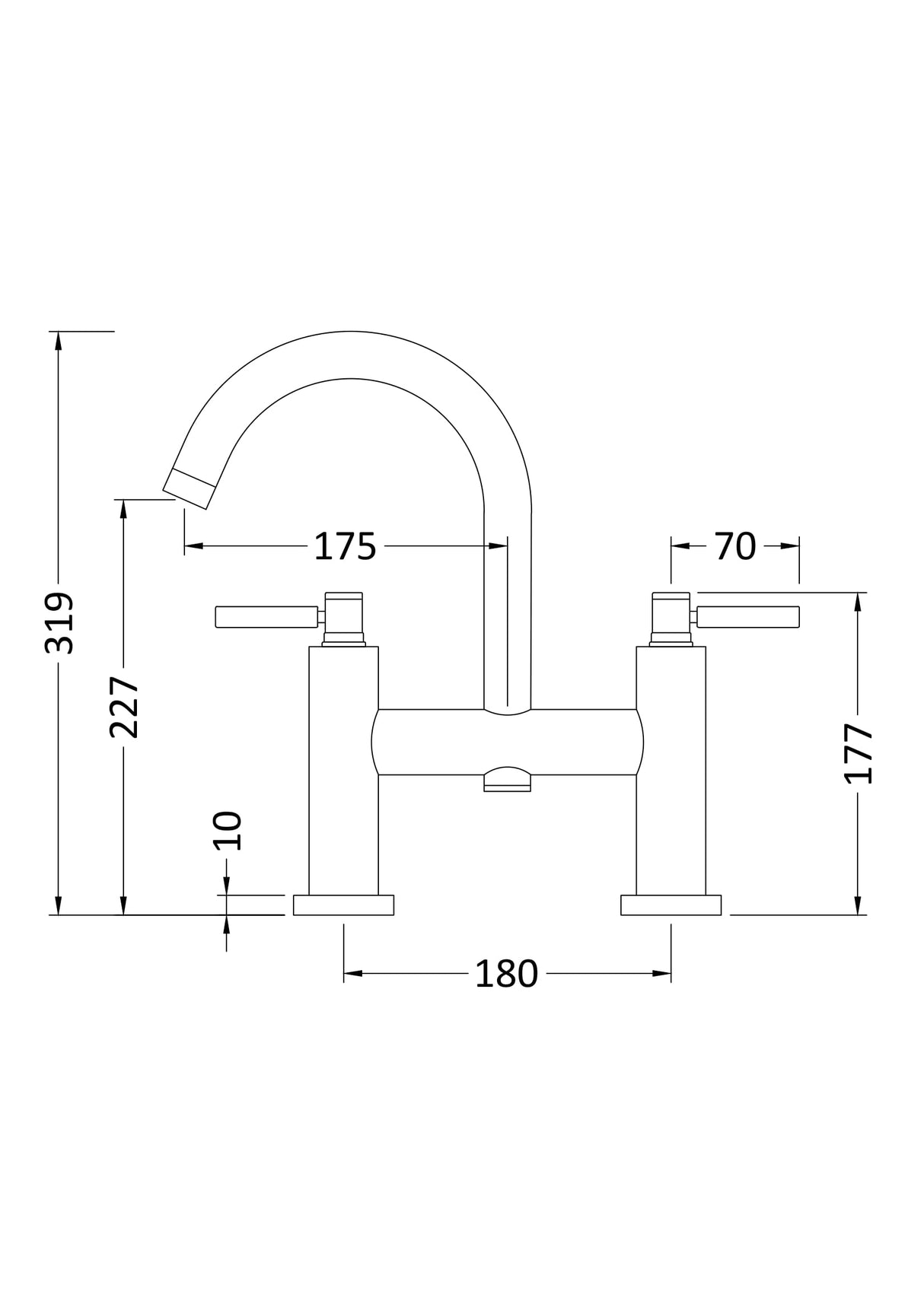 Hudson Reed Matt black Tec lever Bath Filler