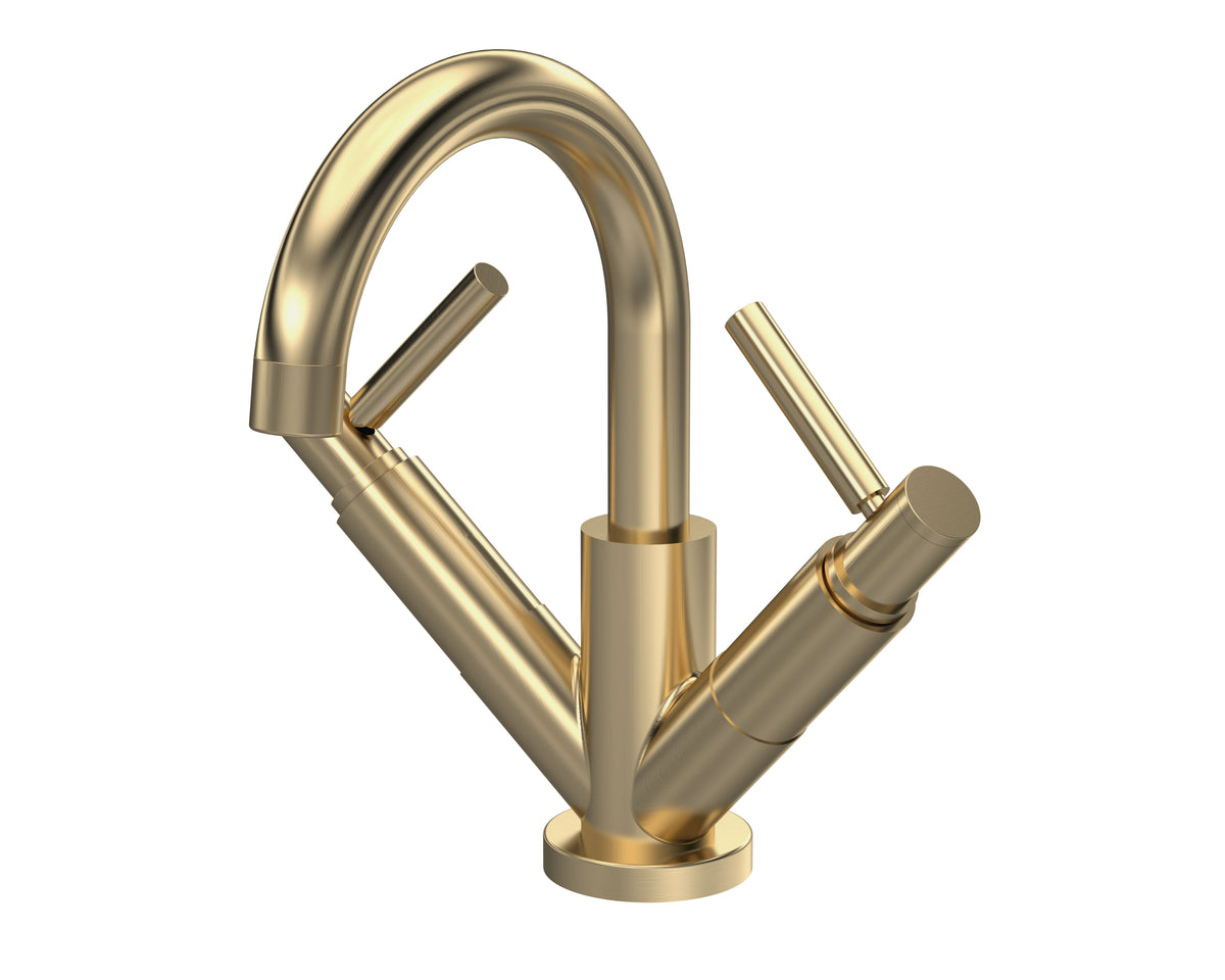 Modern Splash Brushed Brass Tec lever Mono Basin Mixer with Waste